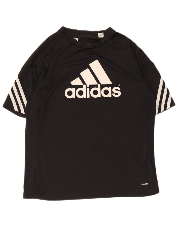 Adidas Womens Climalite Graphic T-Shirt Top UK 12 Medium Black Polyester