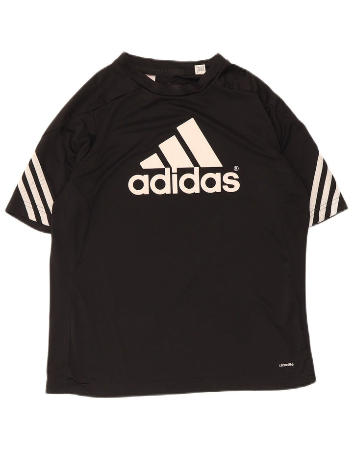 Adidas Womens Climalite Graphic T-Shirt Top UK 12 Medium Black Polyester