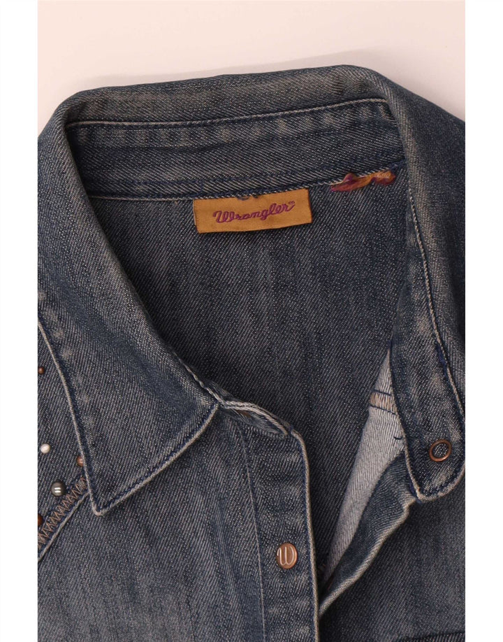 Wrangler Womens Sleeveless Denim Shirt UK 16 Large Blue