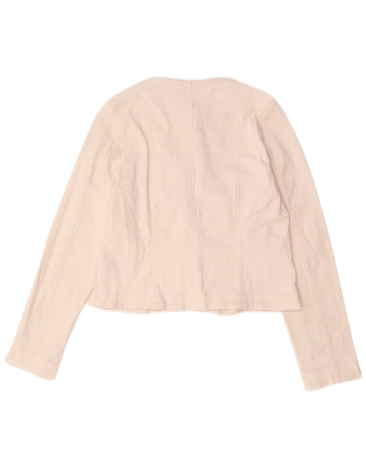 Lipsy Womens Crop 5 Button Blazer Jacket UK 12 Medium White Cotton
