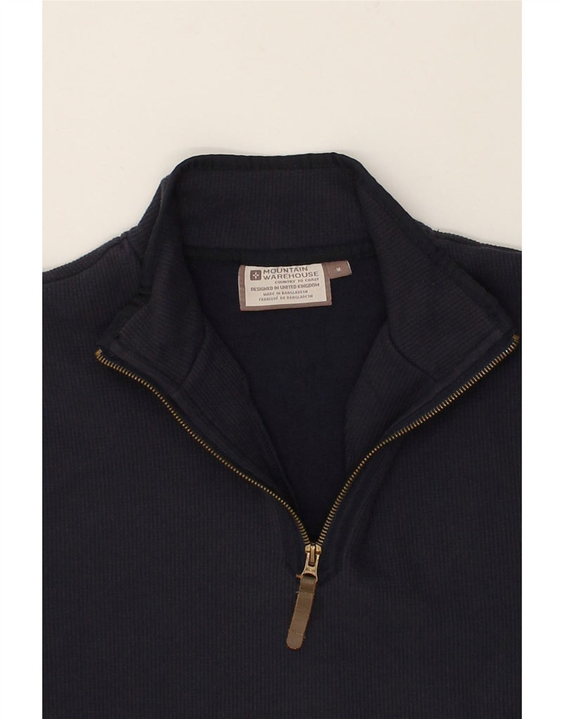 MOUNTAIN WAREHOUSE Mens Zip Neck Sweatshirt Jumper Medium Navy Blue Cotton | Vintage Mountain Warehouse | Thrift | Second-Hand Mountain Warehouse | Used Clothing | Messina Hembry 