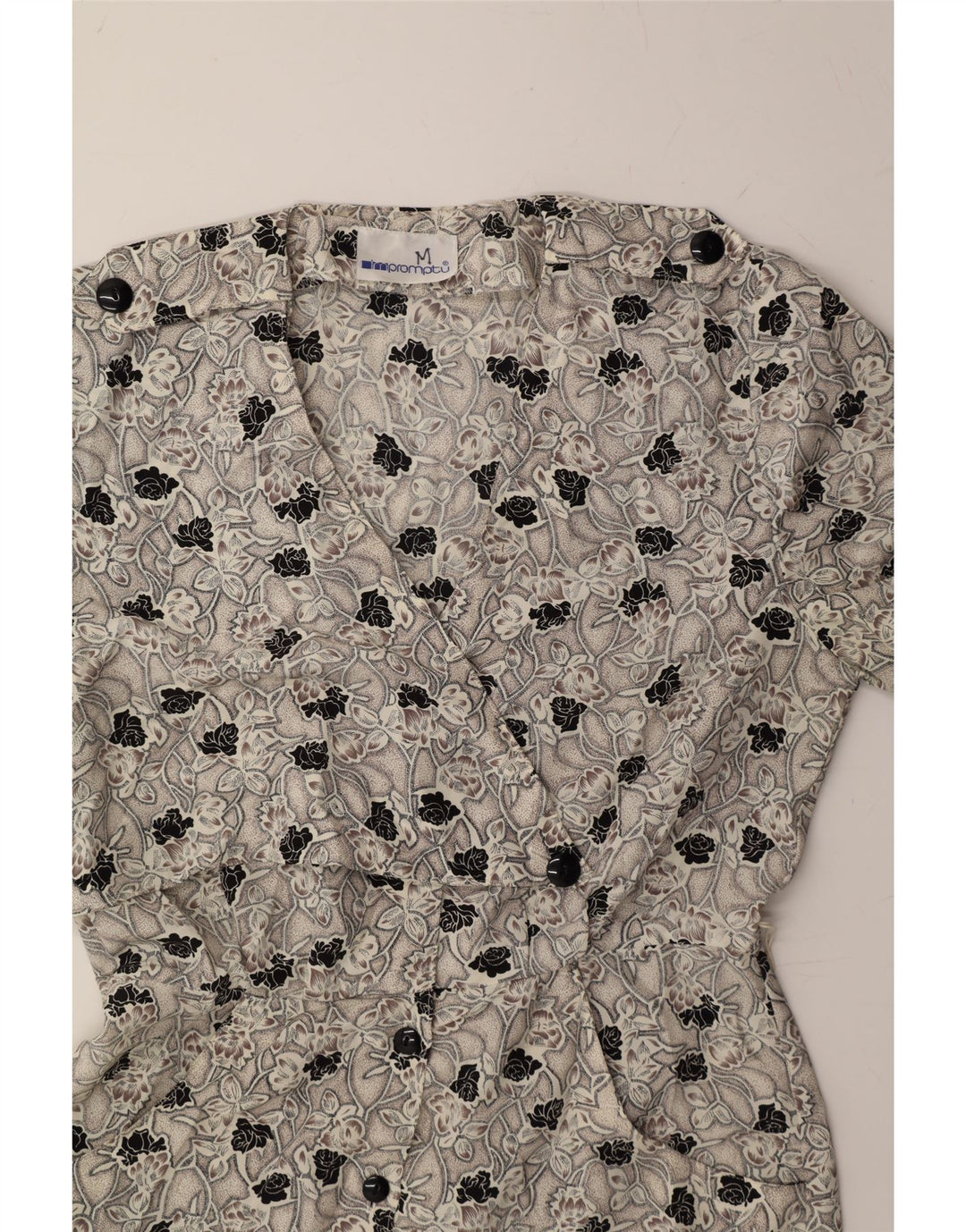 IMPROMPTU Womens Sheath Dress UK 14 Medium Grey Floral Vintage Impromptu and Second-Hand Impromptu from Messina Hembry 
