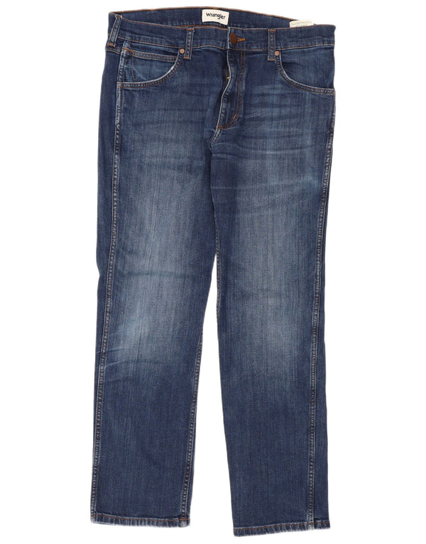 Wrangler Mens Greensboro Straight Jeans W32 L30 Blue Cotton