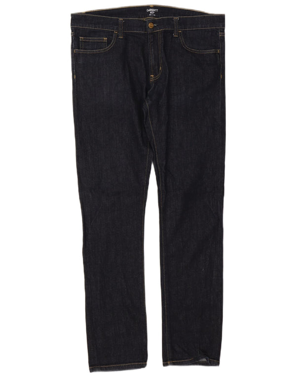 Carhartt Womens Rebellion Pant Slim Jeans W33 L32 Navy Blue Cotton