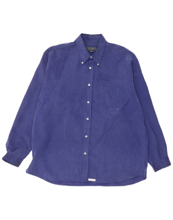 Ted Baker Mens Shirt Size 4 Large Blue Polynosic