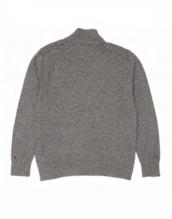 Tommy Hilfiger Mens Cardigan Sweater XL Navy Blue Flecked Cotton