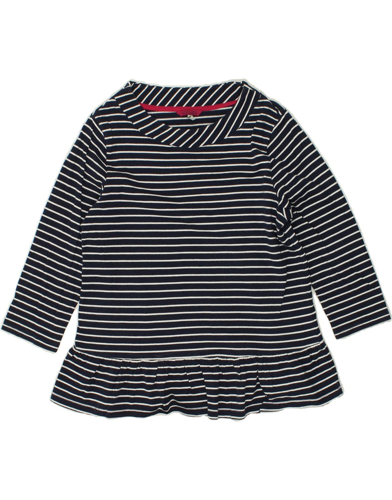 JOULES Womens Top 3/4 Sleeve UK 12 Medium  Navy Blue Striped Cotton | Vintage Joules | Thrift | Second-Hand Joules | Used Clothing | Messina Hembry 