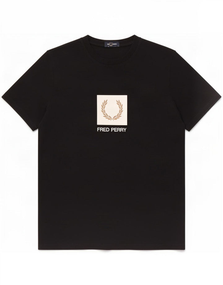 Fred Perry Mens Graphic T-Shirt Top Medium Black Cotton