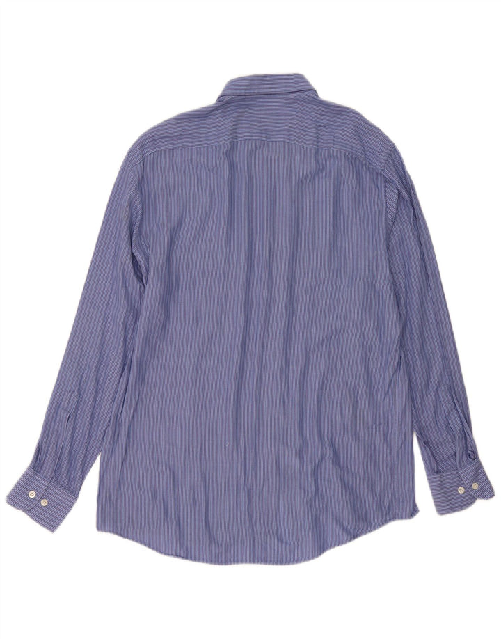 Hugo Boss Mens Shirt Size 40 Medium Blue Striped Cotton Classic