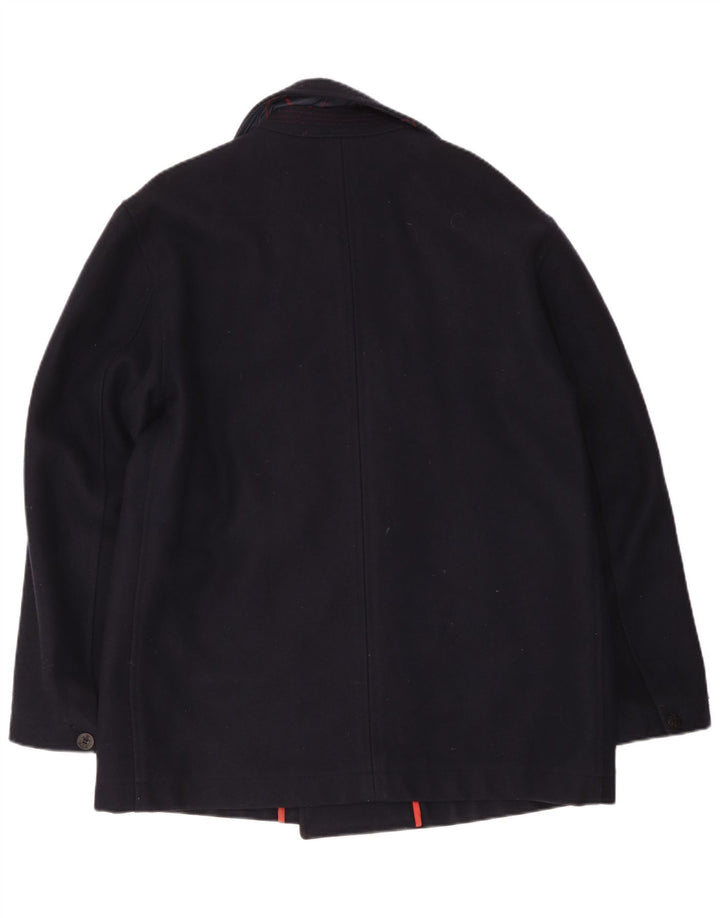 Elvstrom Mens Pea Coat UK 42 XL Navy Blue Wool