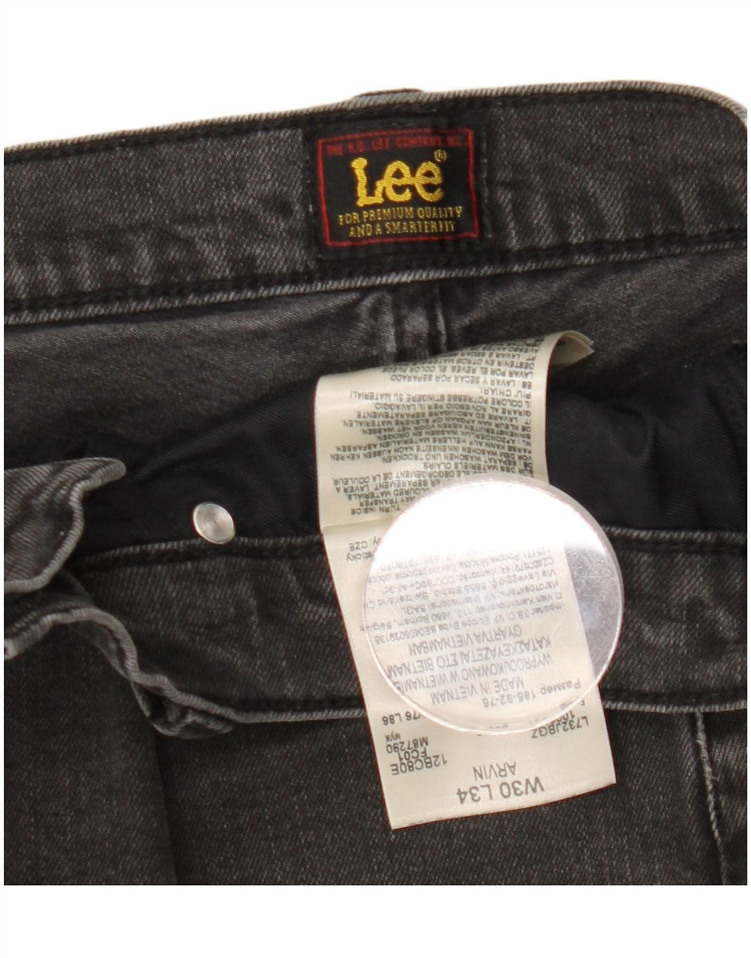 Lee Mens Arvin Slim Jeans W30 L34 Black Cotton
