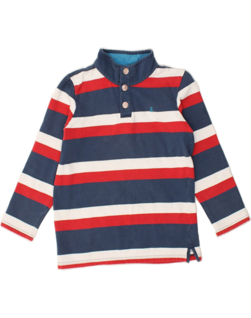 JOULES Boys Button Neck Sweatshirt Jumper 11-12 Years Navy Blue Striped | Vintage Joules | Thrift | Second-Hand Joules | Used Clothing | Messina Hembry 