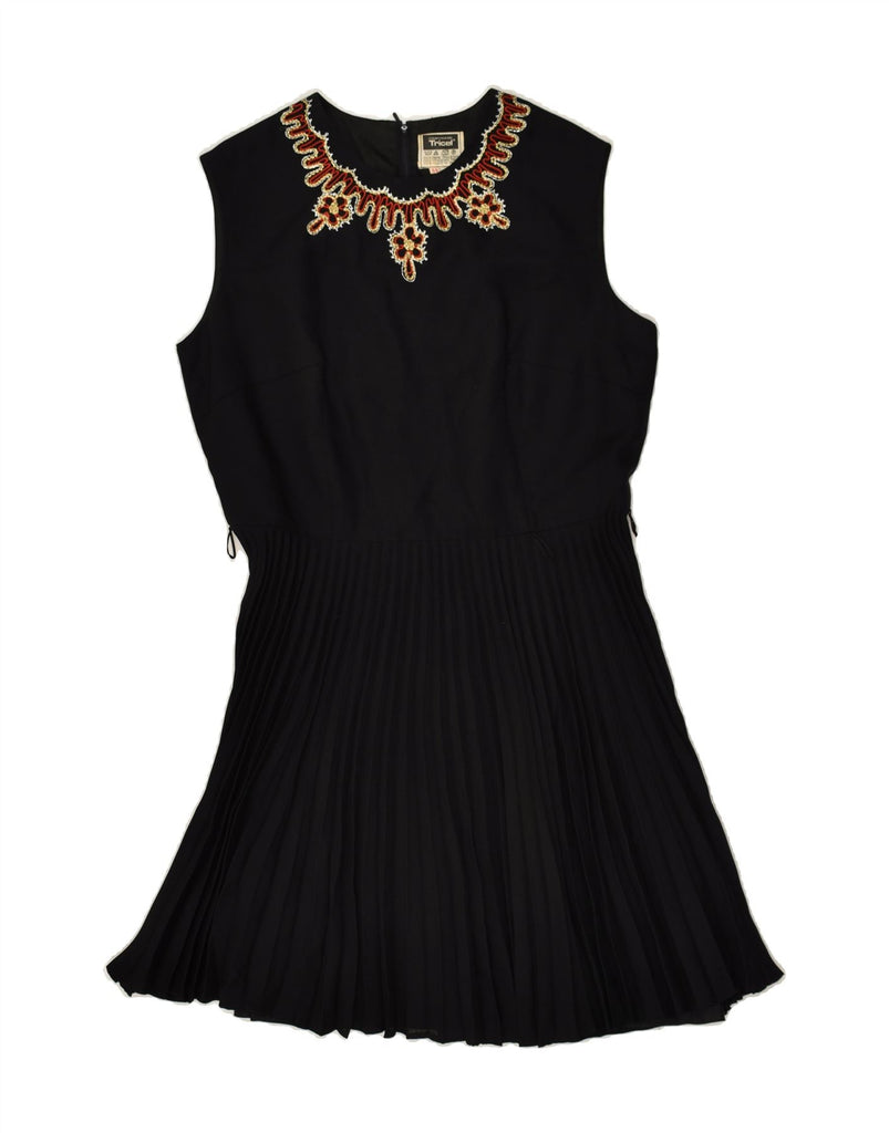 VINTAGE Womens Sleeveless Basic Dress IT 44 Medium Black Triacetate | Vintage Vintage | Thrift | Second-Hand Vintage | Used Clothing | Messina Hembry 