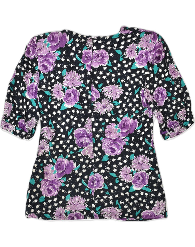 LUISA SPAGNOLI Womens Blouse Top IT 44 Medium Black Floral Cotton | Vintage | Thrift | Second-Hand | Used Clothing | Messina Hembry 