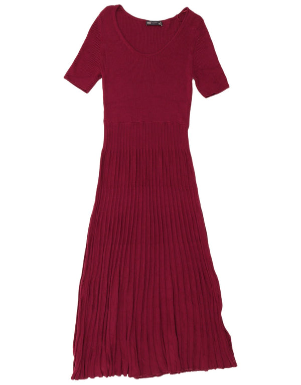 Marks & Spencer Womens Short Sleeve Maxi Jumper Dress UK 12 Medium Burgundy
