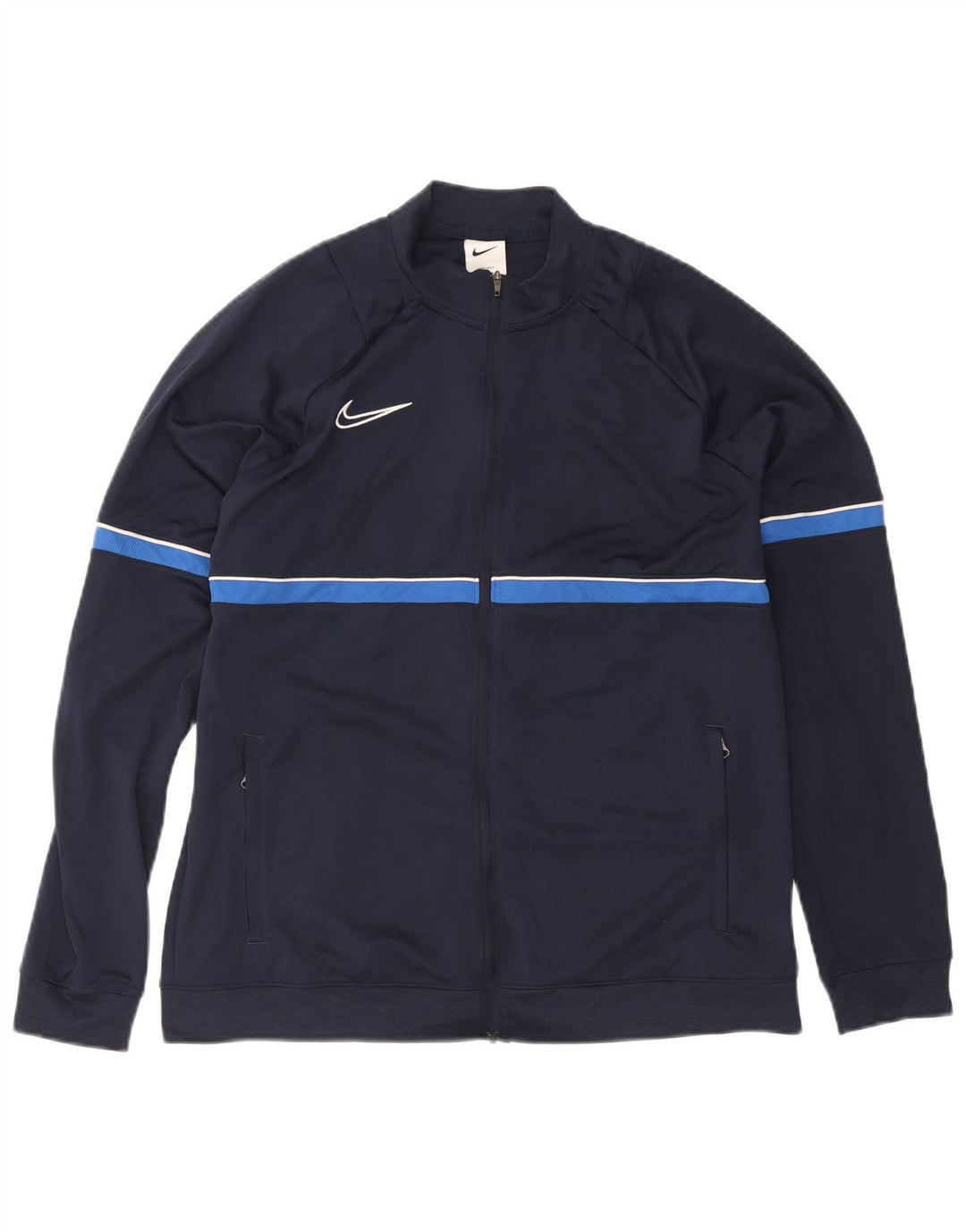 Nike Mens Dri Fit Tracksuit Top Jacket XL Navy Blue Colourblock Polyester