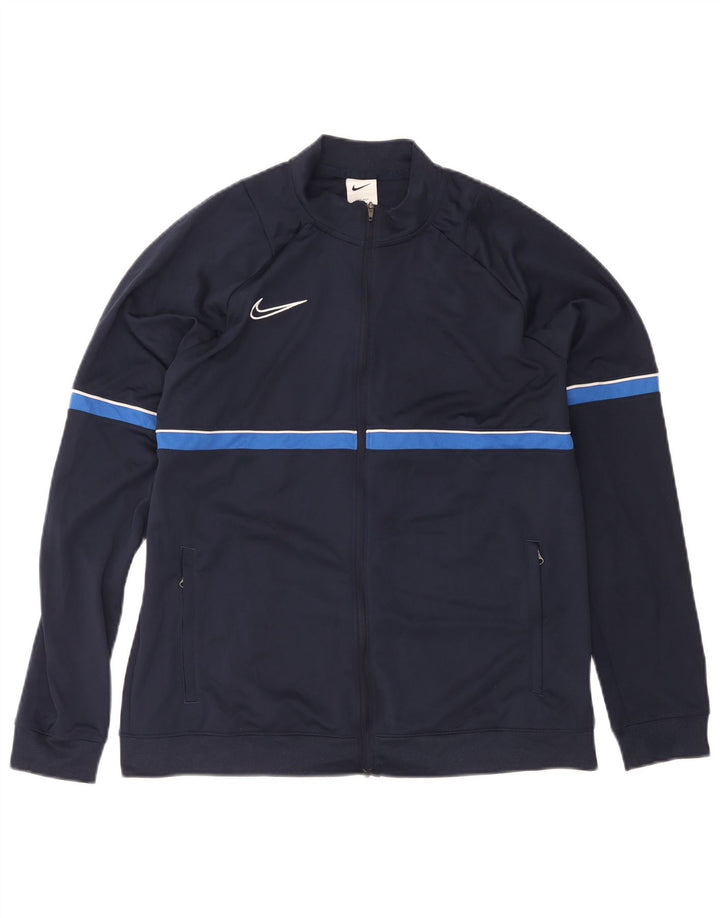 Nike Mens Dri Fit Tracksuit Top Jacket XL Navy Blue Colourblock Polyester