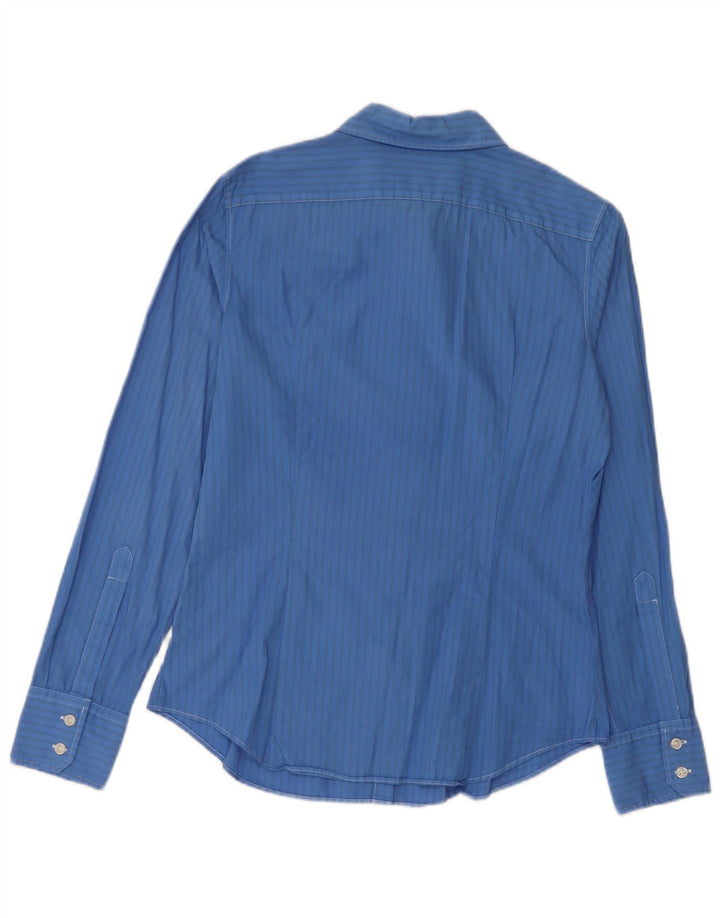 BENETTON Womens Shirt UK 16 Large Blue Striped