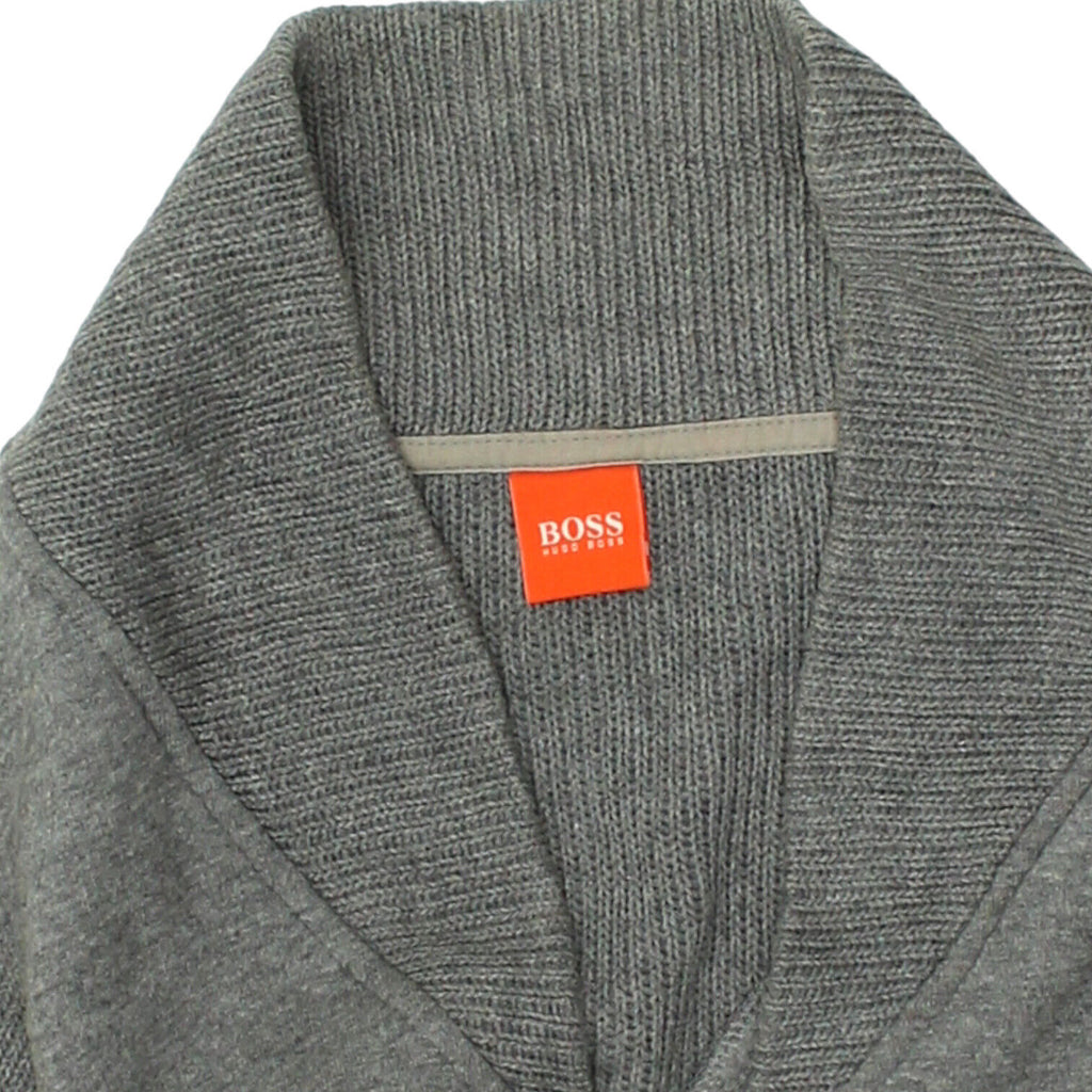 Hugo Boss Mens Grey Full Zip Bomber Style Cardigan | Vintage Designer Sweater | Vintage Messina Hembry | Thrift | Second-Hand Messina Hembry | Used Clothing | Messina Hembry 