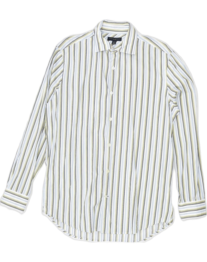 BANANA REPUBLIC Mens Fitted Shirt Size 16 16 1/2 Large White Striped | Vintage | Thrift | Second-Hand | Used Clothing | Messina Hembry 