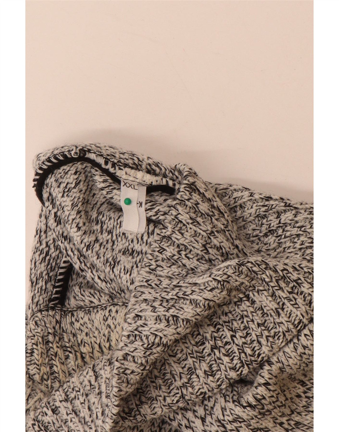 VINTAGE Mens Roll Neck Jumper Sweater 2XL Grey Fair Isle Acrylic