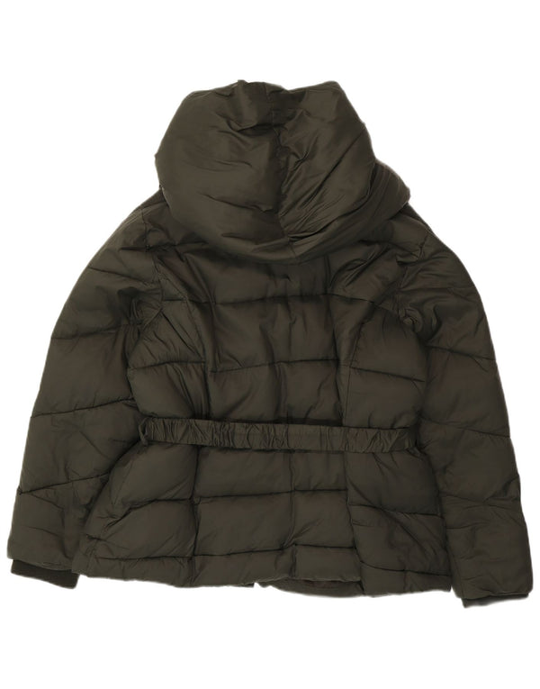 MONSOON Womens Hooded Padded Jacket UK 18 XL Khaki Nylon