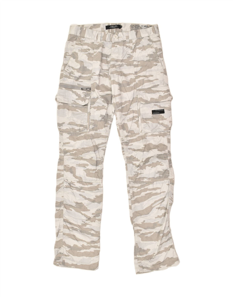 CELIO Womens Straight Cargo Trousers EU 40 Medium W32 L34 Grey Camouflage | Vintage Celio | Thrift | Second-Hand Celio | Used Clothing | Messina Hembry 