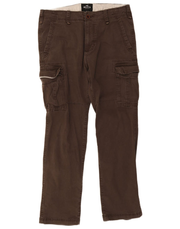 Hollister Mens Slim Cargo Trousers W34 L32 Brown Cotton