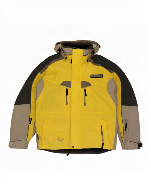 Diel Mens Hooded Ski Jacket UK 38 Medium Yellow Colourblock