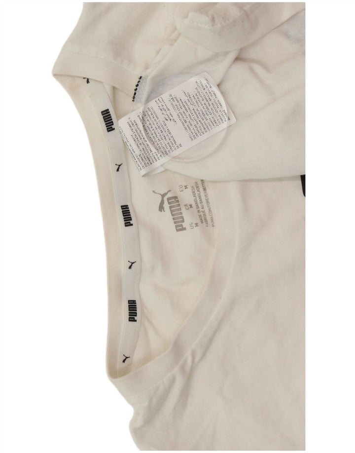 PUMA Mens Graphic T-Shirt Top Medium White Cotton
