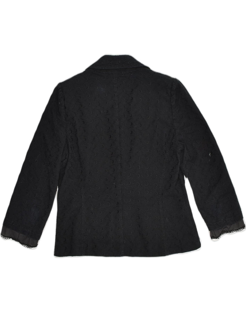 MARELLA Womens 3/4 Sleeve Blazer Jacket UK 16 Large Black Cotton | Vintage Marella | Thrift | Second-Hand Marella | Used Clothing | Messina Hembry 