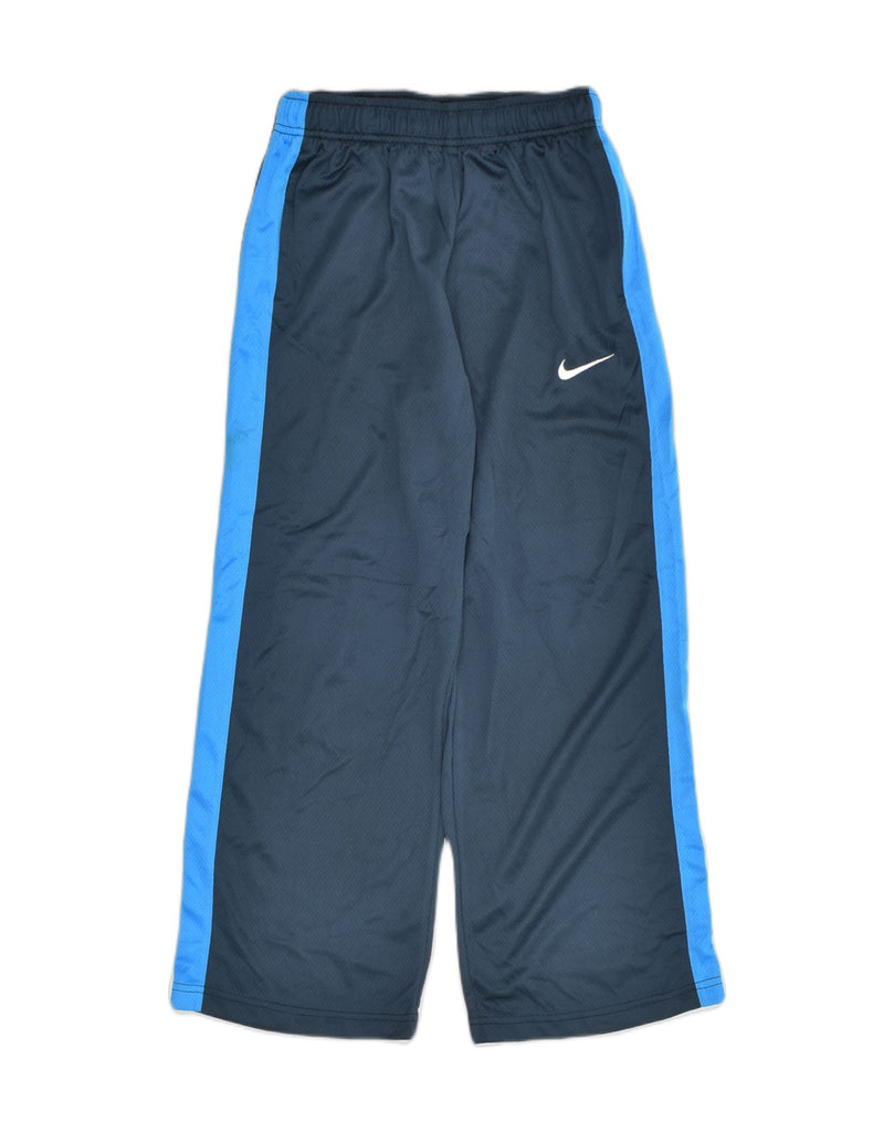 NIKE Boys Dri Fit Tracksuit Trousers 5-6 Years Large Navy Blue Colourblock | Vintage Nike | Thrift | Second-Hand Nike | Used Clothing | Messina Hembry 