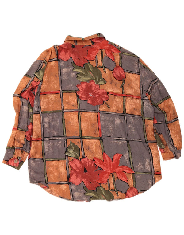 Vintage Womens Shirt Blouse UK 22 3XL Multicoloured Floral Viscose