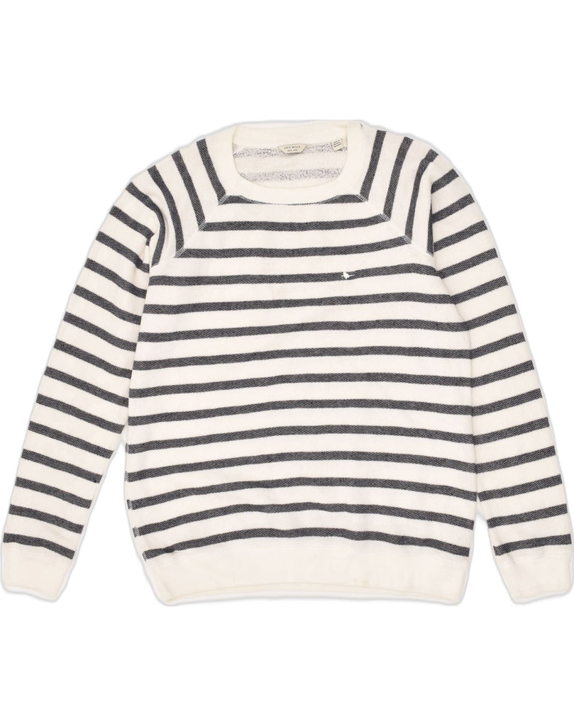 JACK WILLS Womens Sweatshirt Jumper UK 12 Medium  White Striped Cotton | Vintage Jack Wills | Thrift | Second-Hand Jack Wills | Used Clothing | Messina Hembry 