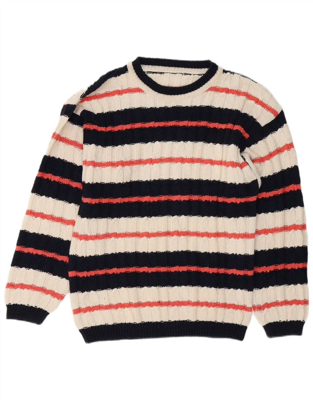 Vintage Mens Boat Neck Jumper Sweater Medium Multicoloured Striped