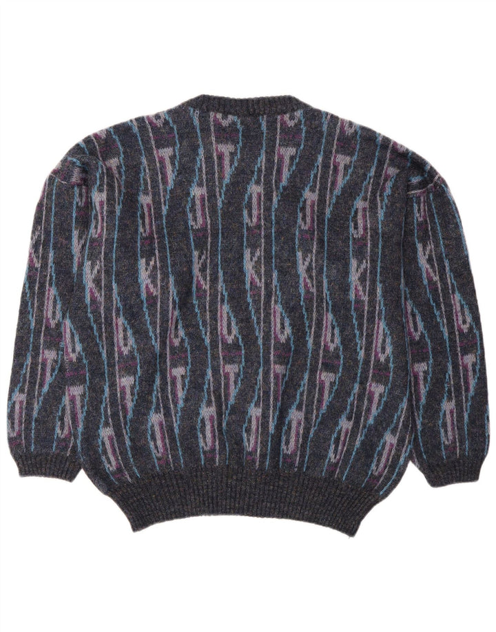 Vintage Mens Crew Neck Jumper Sweater IT 50 Medium Multicoloured Geometric