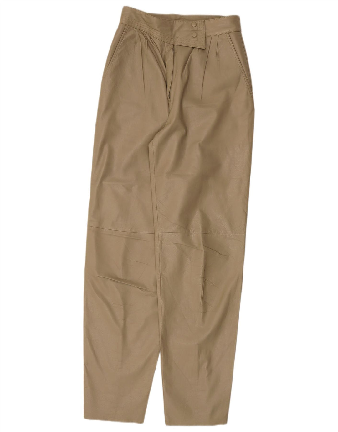 C&A Womens Tapered Leather Trousers EU 40 Medium W28 L32 Beige Leather
