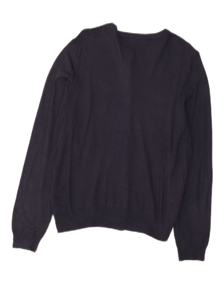 Marks & Spencer Womens Cardigan Sweater UK 14 Large Navy Blue Viscose