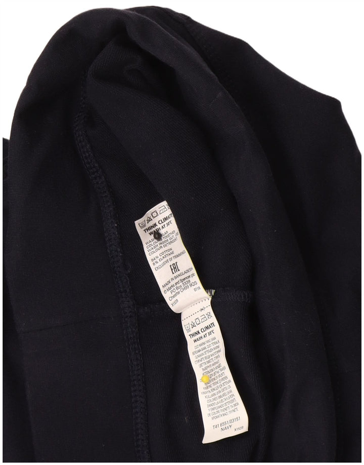Marks & Spencer Womens Tracksuit Trousers UK 12 Medium Navy Blue Cotton