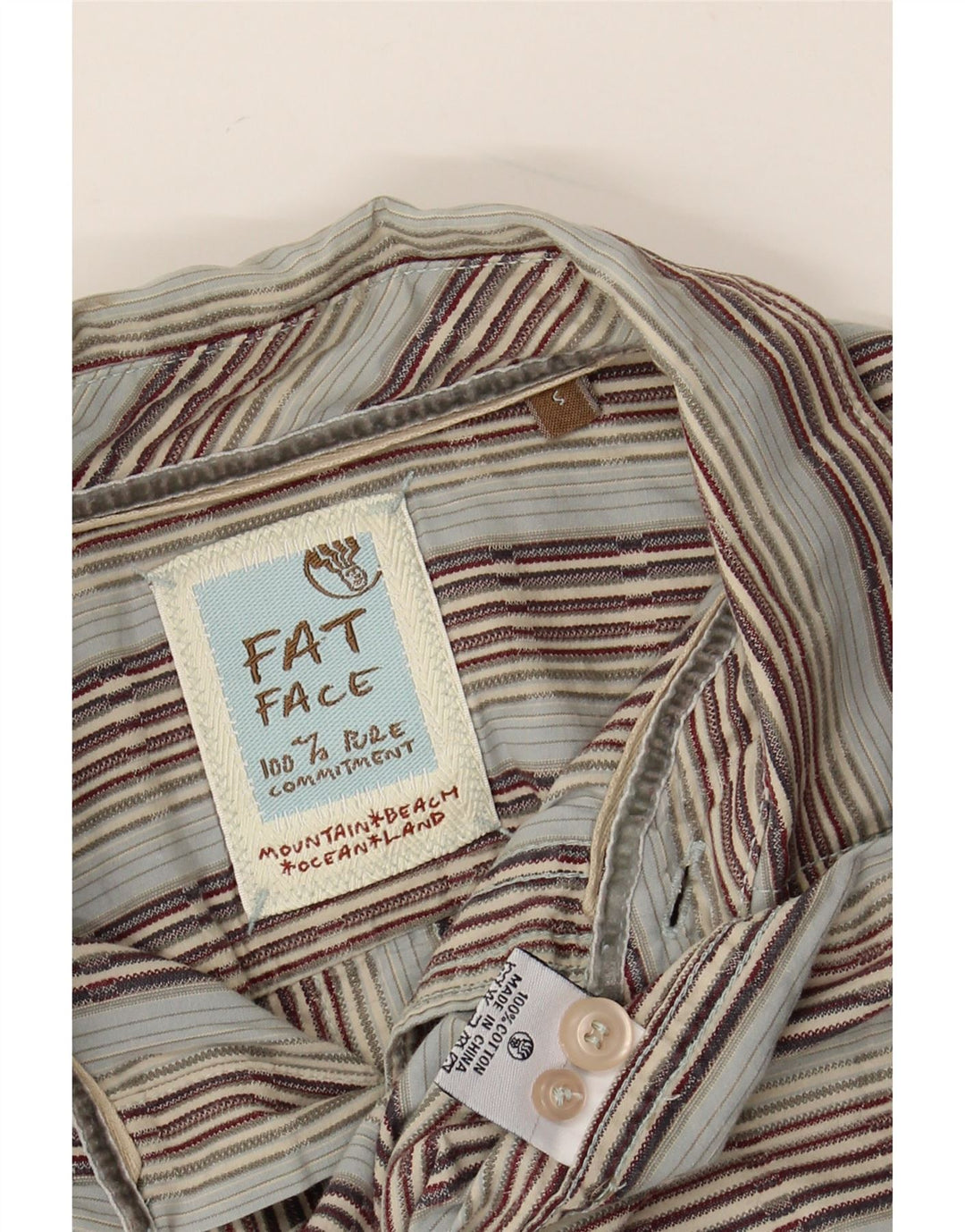 FAT FACE Mens Shirt Small Grey Striped Cotton