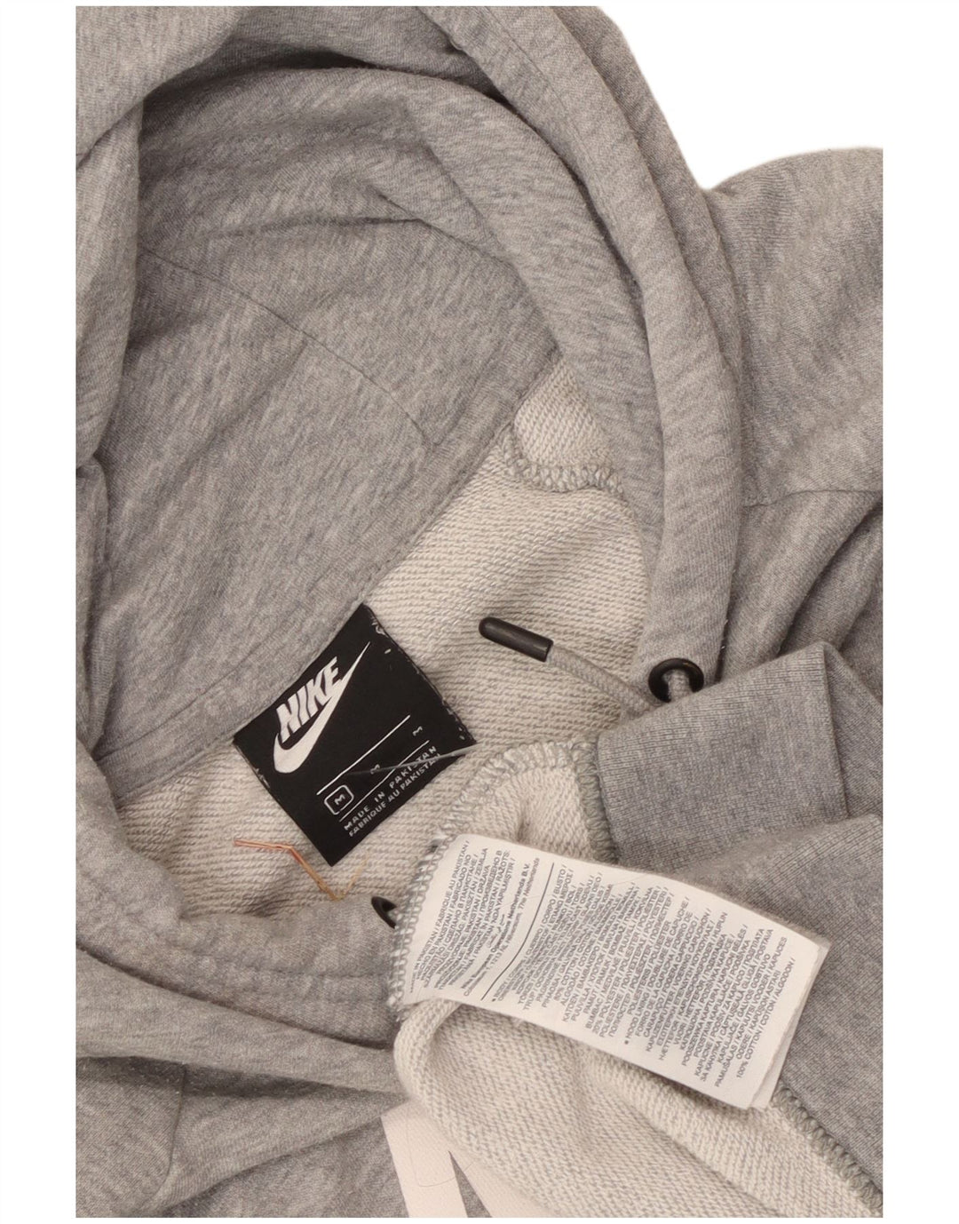 Nike Womens Graphic Hoodie Jumper UK 12 Medium Grey Cotton