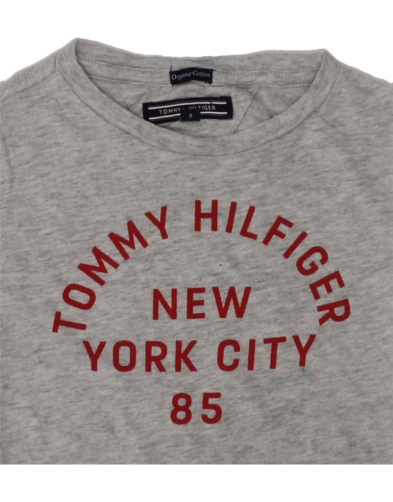 TOMMY HILFIGER Boys New York Graphic T-Shirt Top 2-3 Years Grey Flecked | Vintage Tommy Hilfiger | Thrift | Second-Hand Tommy Hilfiger | Used Clothing | Messina Hembry 