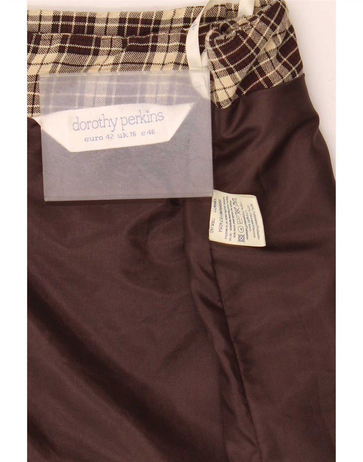 Dorothy Perkins Womens Mini Skirt UK 16 Large W32 Brown Check Polyester