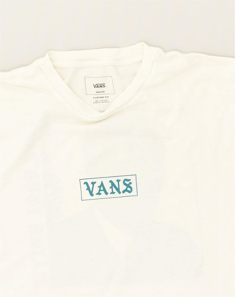 VANS Mens Custom Fit Graphic T-Shirt Top Medium White Cotton | Vintage Vans | Thrift | Second-Hand Vans | Used Clothing | Messina Hembry 