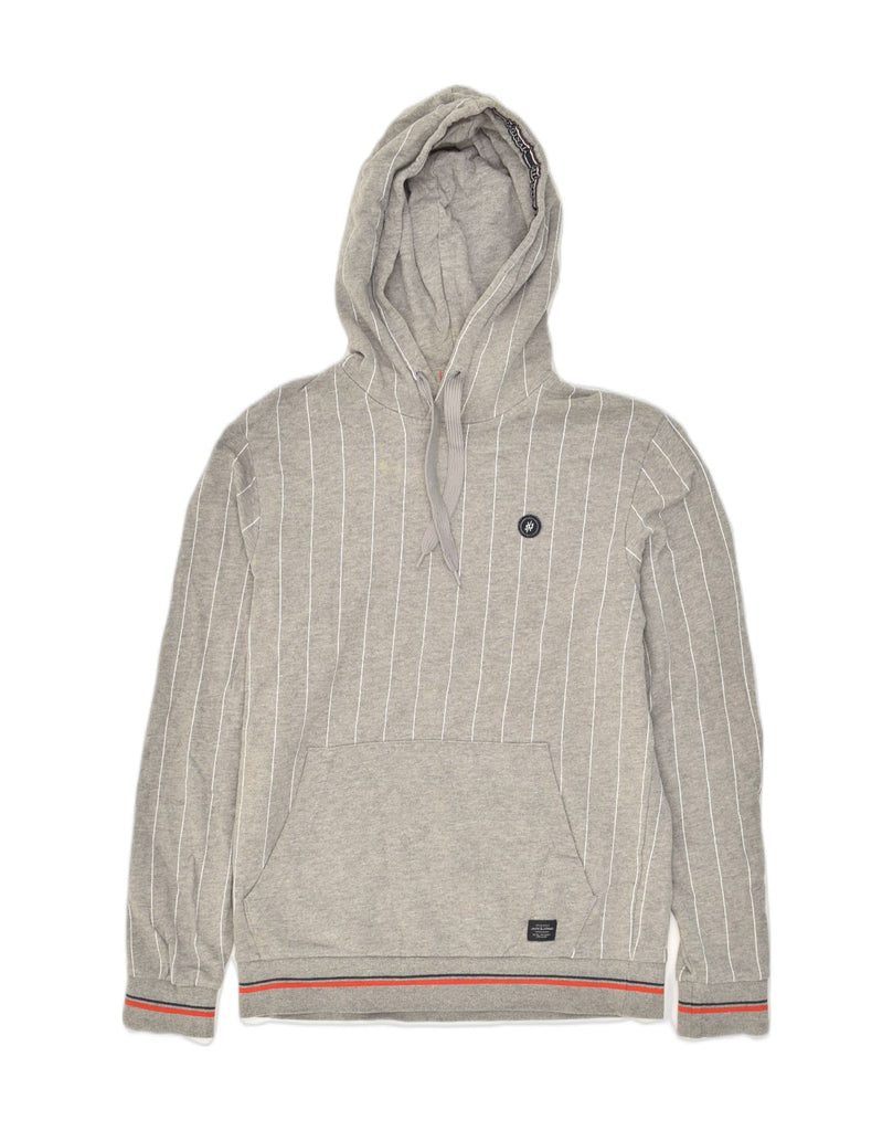 JACK & JONES Mens Hoodie Jumper Medium Grey Pinstripe Cotton | Vintage Jack & Jones | Thrift | Second-Hand Jack & Jones | Used Clothing | Messina Hembry 