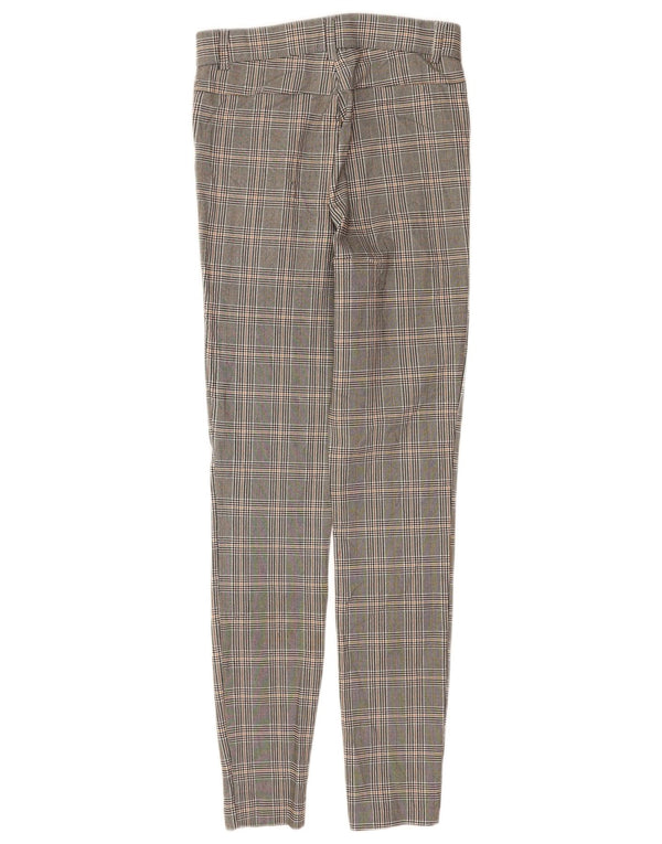 Zara Womens Skinny Casual Trousers XS W24 L28 Grey Check Viscose