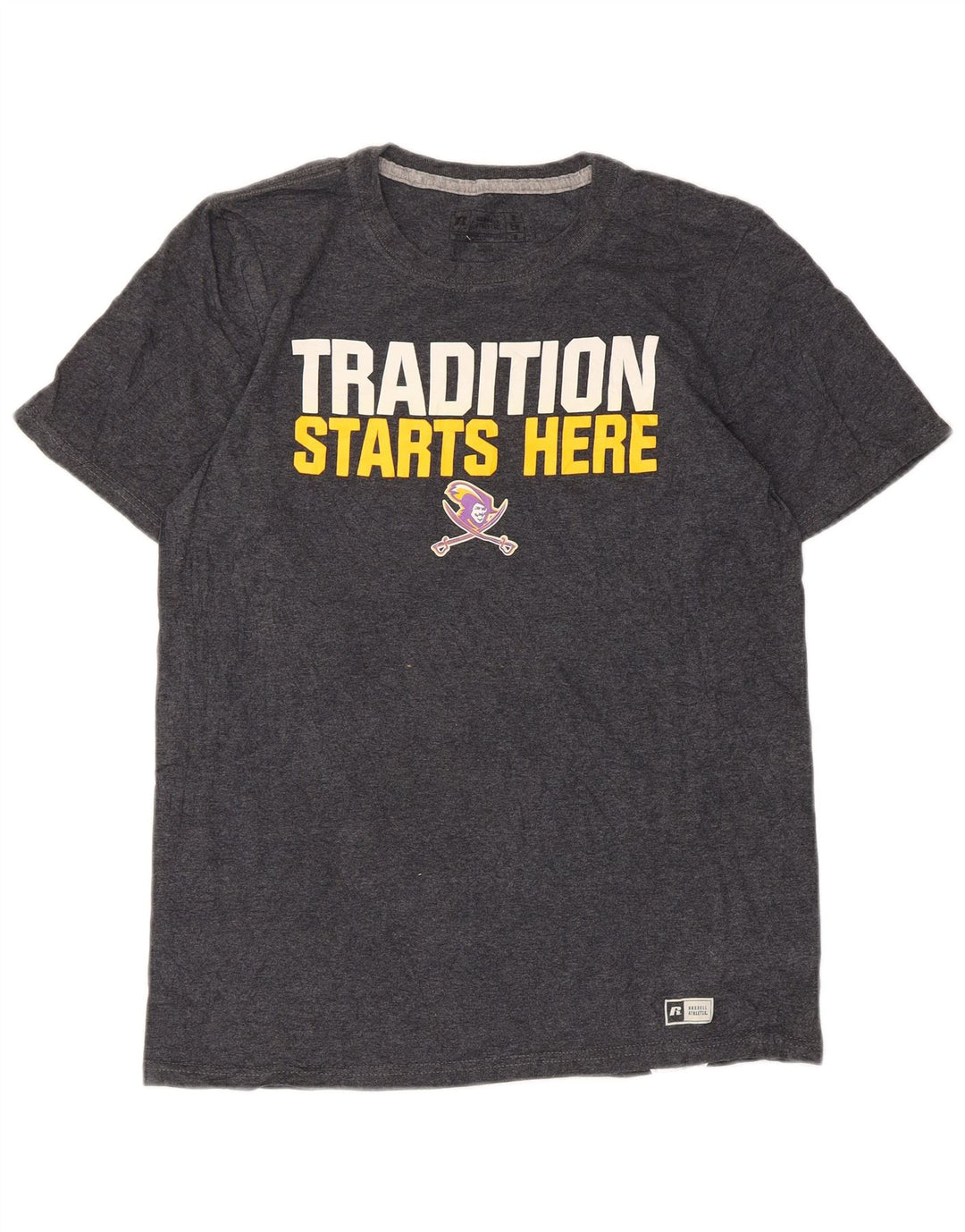 Russell Athletic Mens Graphic T-Shirt Top Small Grey Cotton