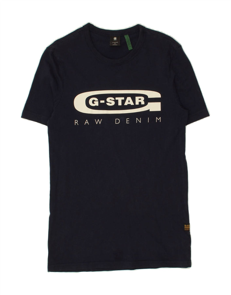 G-STAR Womens Graphic T-Shirt Top UK 10 Small Navy Blue Cotton | Vintage G-Star | Thrift | Second-Hand G-Star | Used Clothing | Messina Hembry 