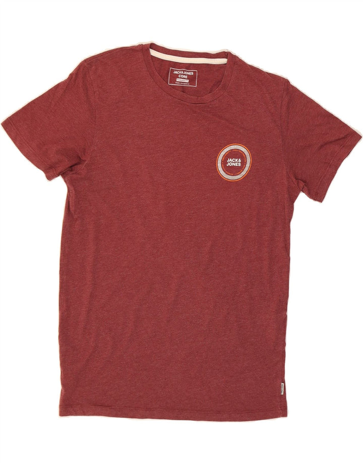 JACK & JONES Mens Regular Fit Graphic T-Shirt Top Small Maroon Cotton Vintage Jack & Jones and Second-Hand Jack & Jones from Messina Hembry 