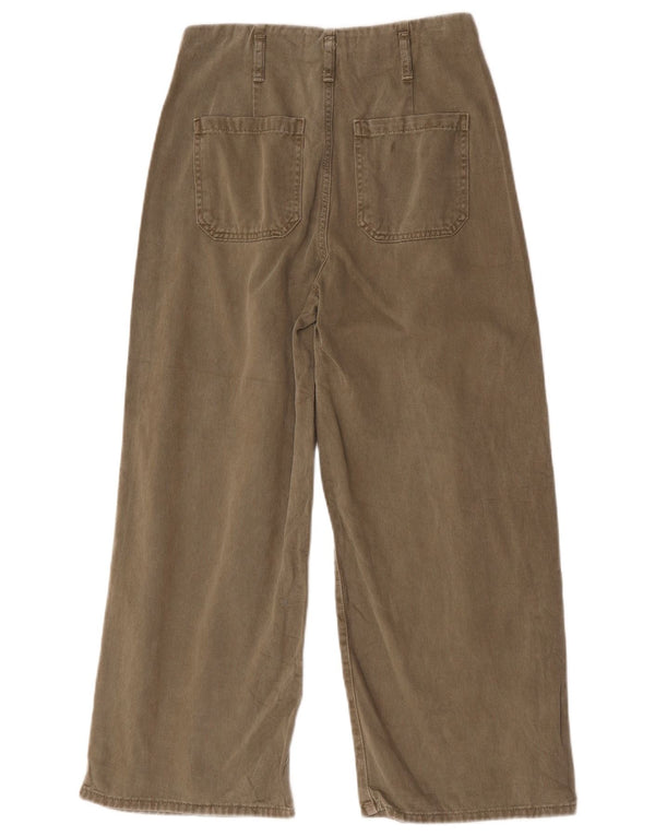 Zara Womens Crop Wide Leg Jeans EU 38 Small W28 L25 Khaki